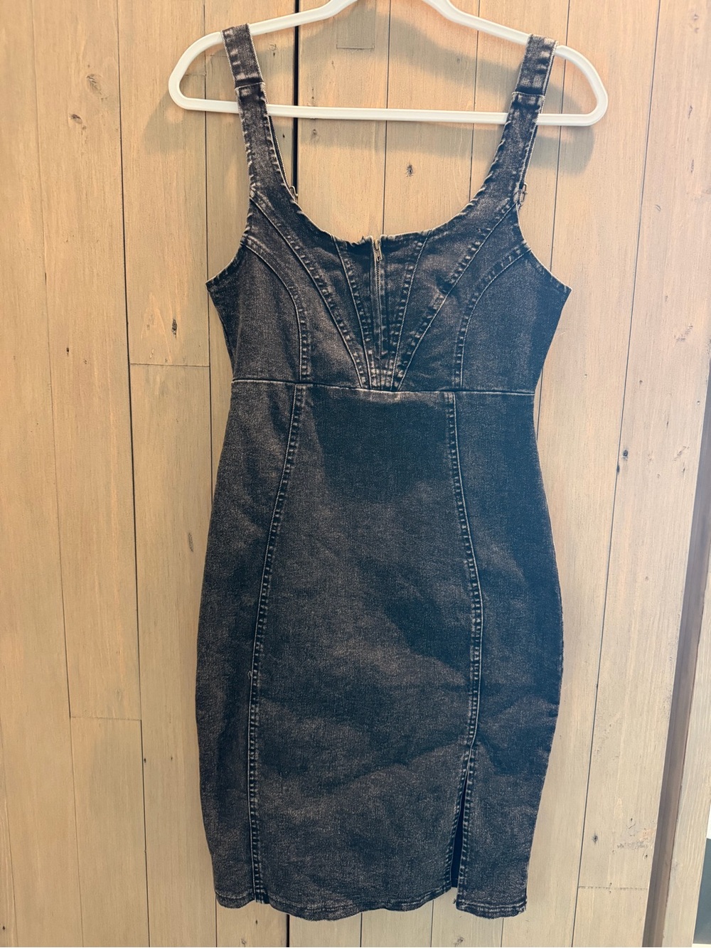 Fitted Dark Wash Denim Tank Dress